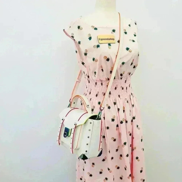 Michael Kors Purse Manhattan Satchel Crossbody Optic White - Picture 9 of 9